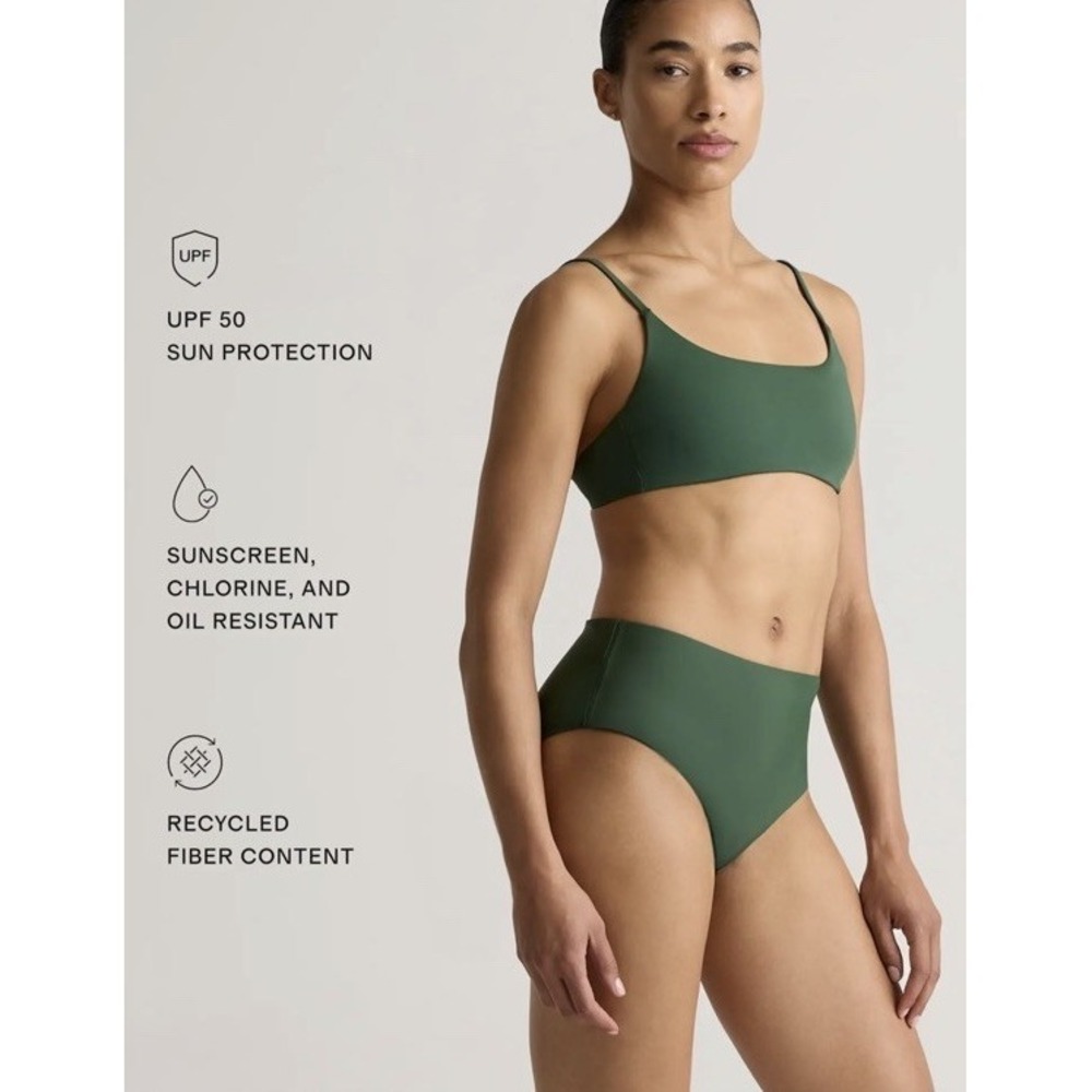 NWT Quince Italian Scoop Neck Bikini Top Large, Palm MSRP $62 UV Protection - Picture 4 of 5